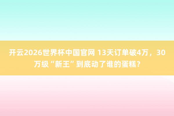 开云2026世界杯中国官网 13天订单破4万，30万级“新王”到底动了谁的蛋糕？
