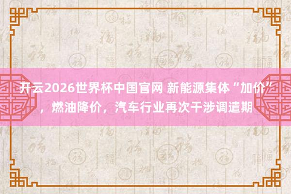 开云2026世界杯中国官网 新能源集体“加价”，燃油降价，汽车行业再次干涉调遣期