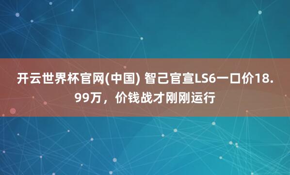开云世界杯官网(中国) 智己官宣LS6一口价18.99万，价钱战才刚刚运行