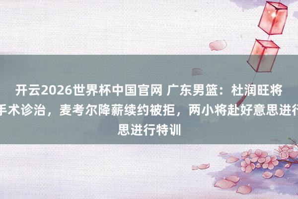 开云2026世界杯中国官网 广东男篮：杜润旺将进行手术诊治，麦考尔降薪续约被拒，两小将赴好意思进行特训