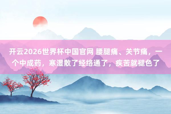 开云2026世界杯中国官网 腰腿痛、关节痛，一个中成药，寒湿散了经络通了，疾苦就褪色了