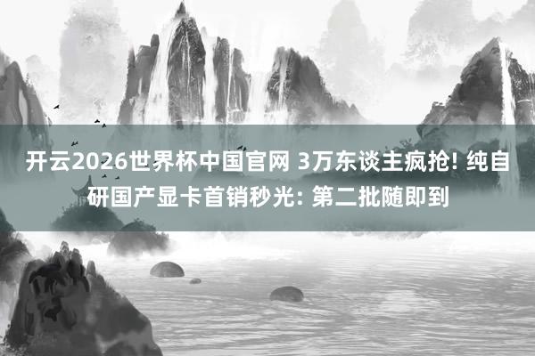 开云2026世界杯中国官网 3万东谈主疯抢! 纯自研国产显卡首销秒光: 第二批随即到