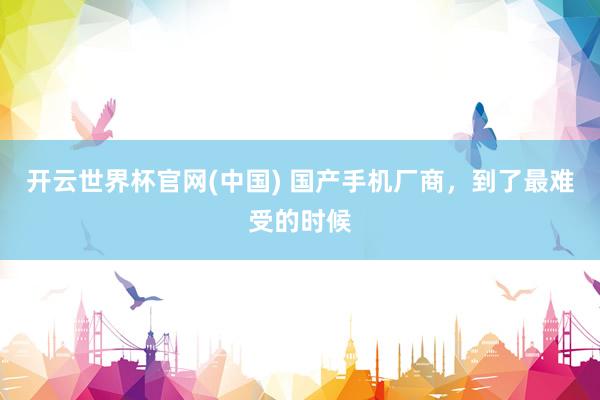 开云世界杯官网(中国) 国产手机厂商，到了最难受的时候