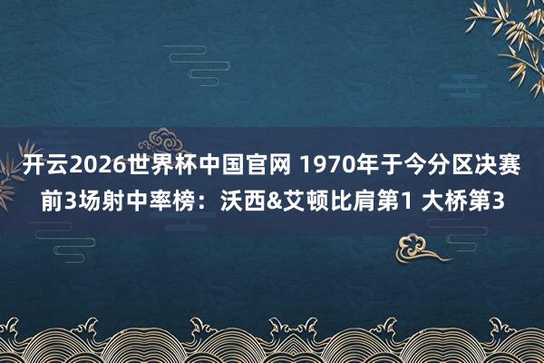 开云2026世界杯中国官网 1970年于今分区决赛前3场射中率榜：沃西&艾顿比肩第1 大桥第3
