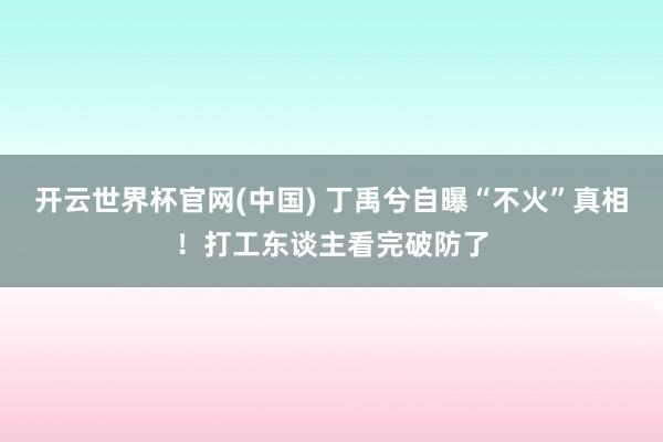 开云世界杯官网(中国) 丁禹兮自曝“不火”真相！打工东谈主看完破防了