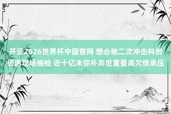 开云2026世界杯中国官网 想必驰二次冲击科创板遇现场抽检 近十亿未弥补弃世重叠高欠债承压