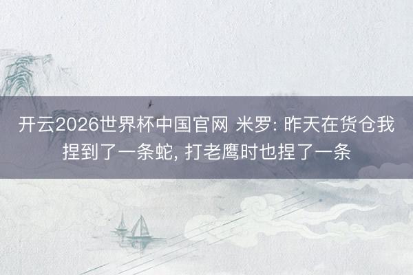 开云2026世界杯中国官网 米罗: 昨天在货仓我捏到了一条蛇， 打老鹰时也捏了一条