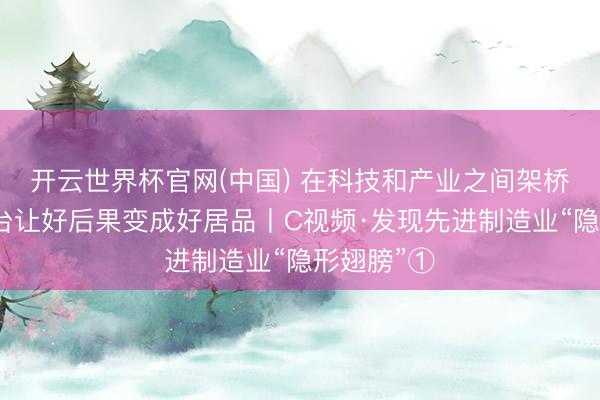 开云世界杯官网(中国) 在科技和产业之间架桥，中试平台让好后果变成好居品丨C视频·发现先进制造业“隐形翅膀”①