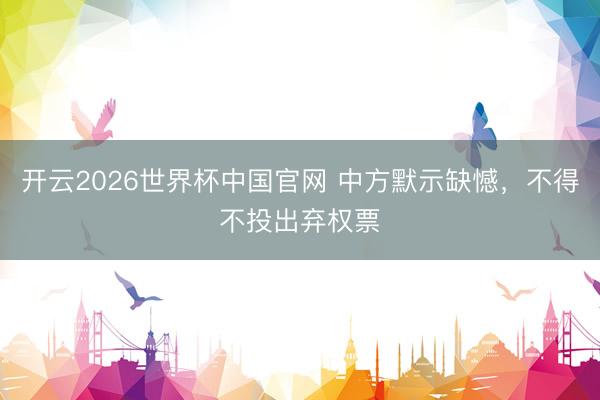 开云2026世界杯中国官网 中方默示缺憾，不得不投出弃权票
