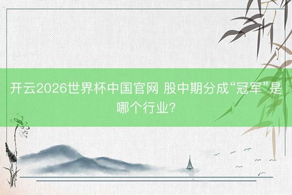 开云2026世界杯中国官网 股中期分成“冠军”是哪个行业?